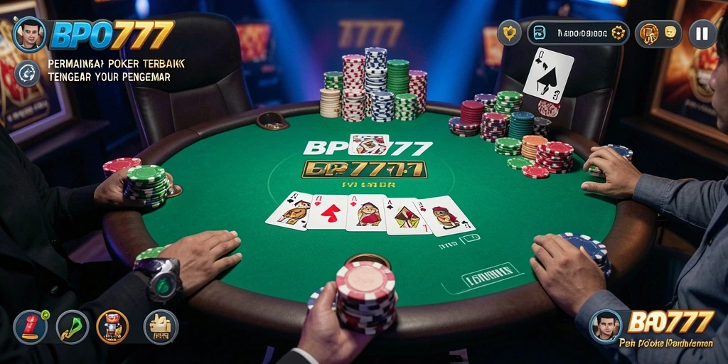 Screenshot utama BPO777 menampilkan suasana permainan Poker yang seru.