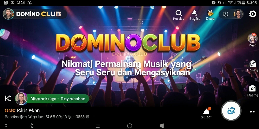 Tangkapan layar utama DOMINOCLUB menampilkan antarmuka permainan musik yang menjanjikan.