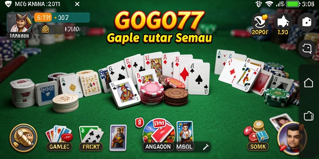 Tampilan utama GOGO77 yang menampilkan gameplay Gaple yang seru.