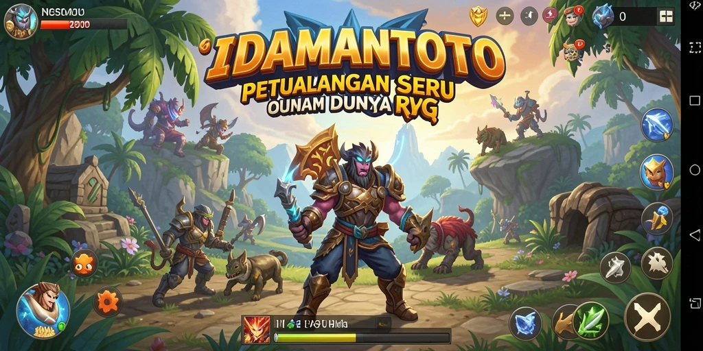 Screenshot utama IDAMANTOTO menampilkan karakter utama dalam aksi pertempuran RPG.