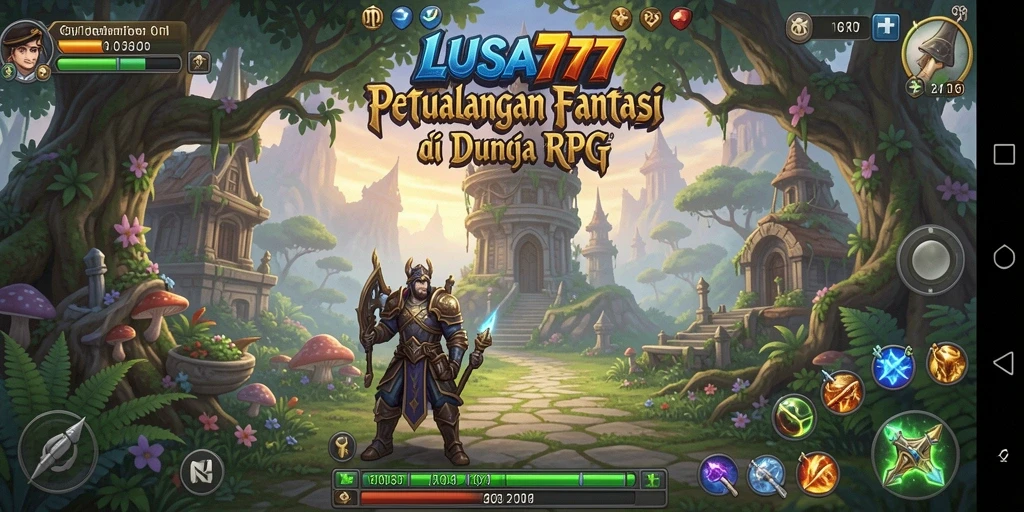 Screenshot LUSA777 menunjukkan aksi pertempuran karakter dalam dunia RPG.