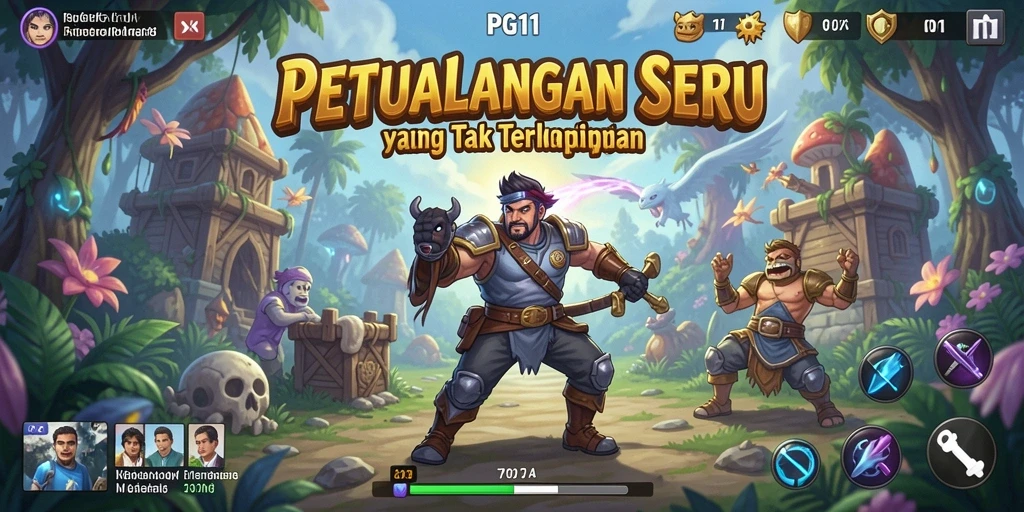 Screenshot utama PG11 menampilkan gameplay mengeksplorasi dunia penuh petualangan.